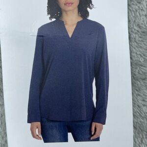REV Women's L Blouse Long Sleeve Blue e0024